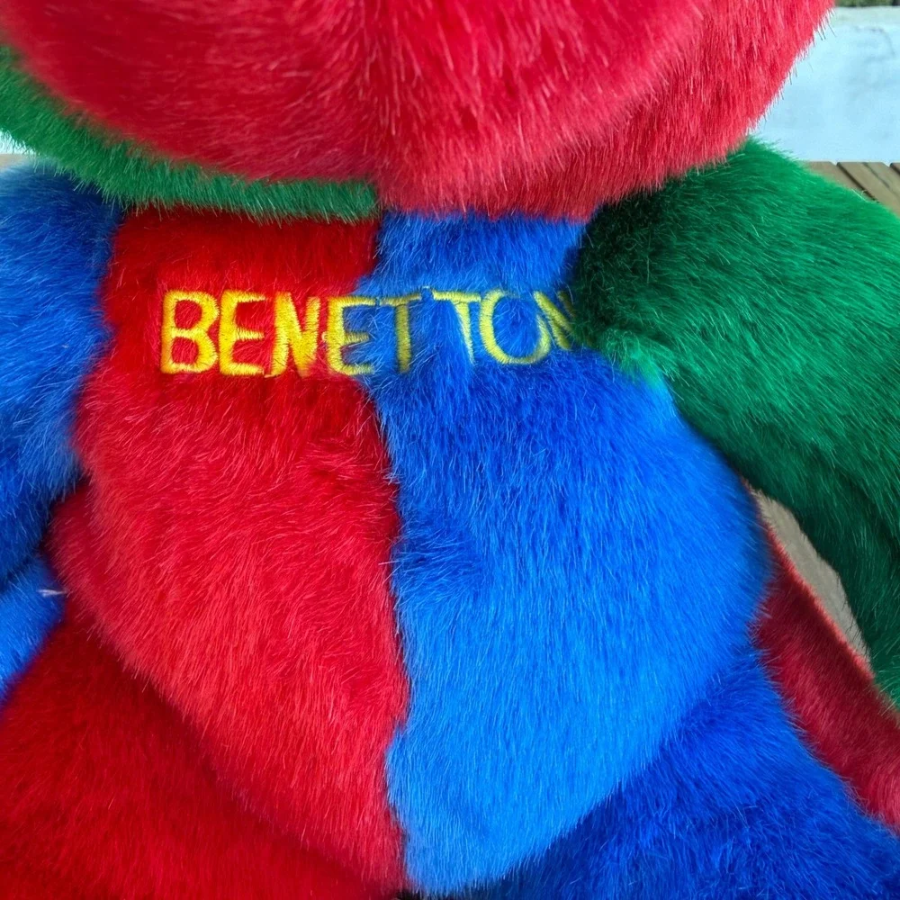Vintage United Colors of Benetton Color Block Teddy‎ Bear Plush Red Blue Green